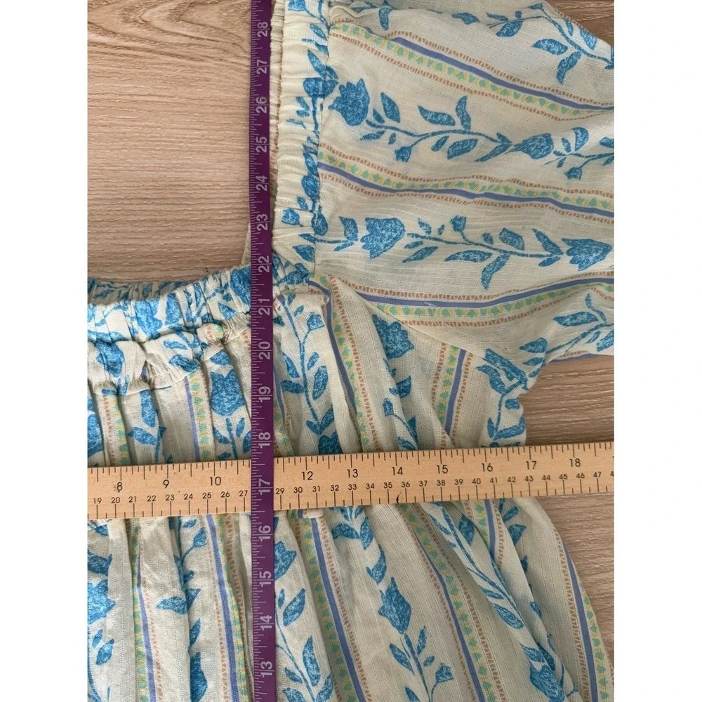Free People XS NWOT Santorini Tunic Puff Sleeve Floral Relaxed Boho Cottage